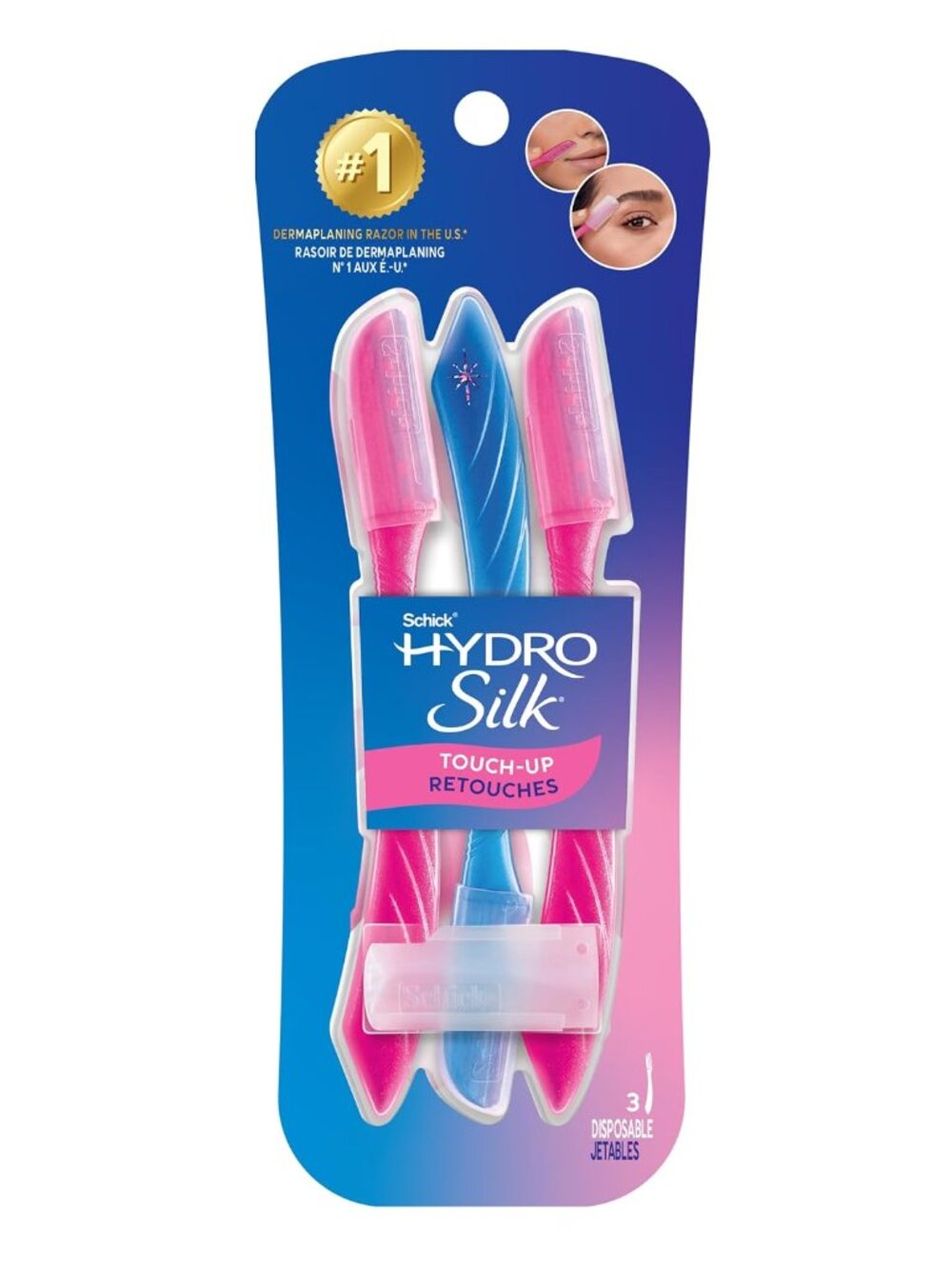 Schick Hydro Silk Touch-Up Dermaplane Razor for Women Face, 3 ct